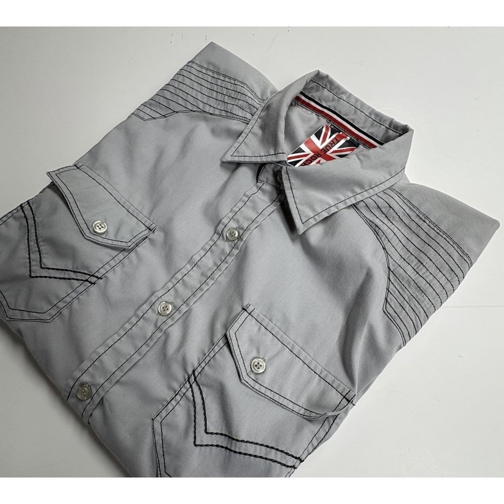 True Rock Men's  Short-sleeve Gray Western Size M Front Pockets